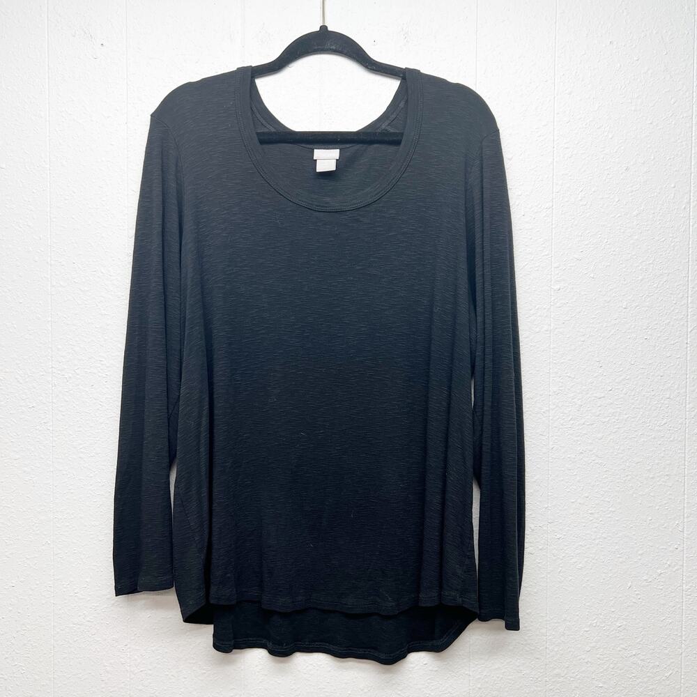 Chico's Cotton Modal Long Sleeve Black Top Women XXL Casual Baselayer Capsule